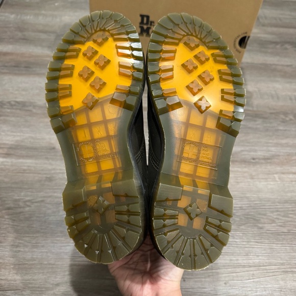 Dr Martens 1460 Serena Fur Lined DMS Olive Wyoming Leather Lace Up Combat Boots - Picture 9 of 12